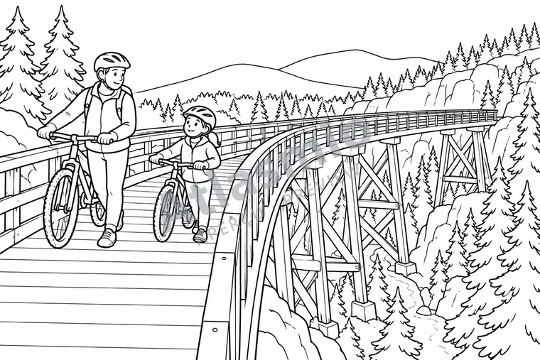 Illustration à colorier : Les chevalets de Myra Canyon