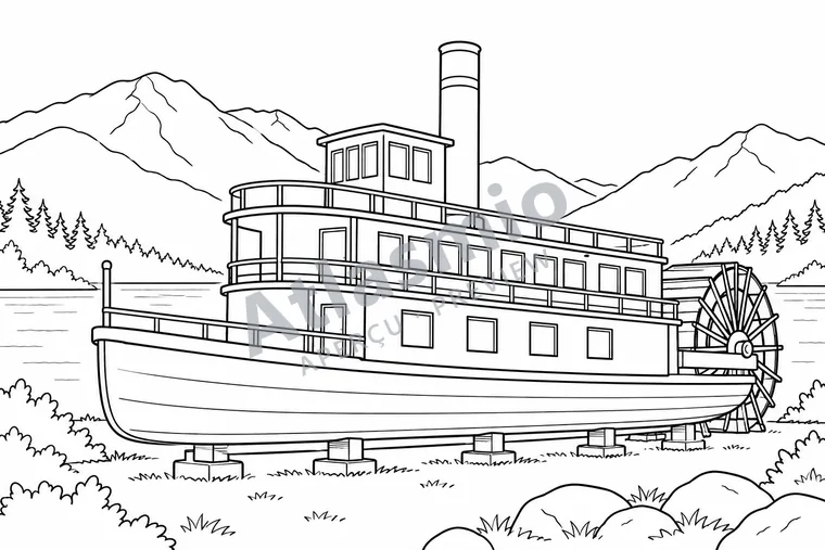 Colouring illustration: Kaslo’s Sternwheeler
