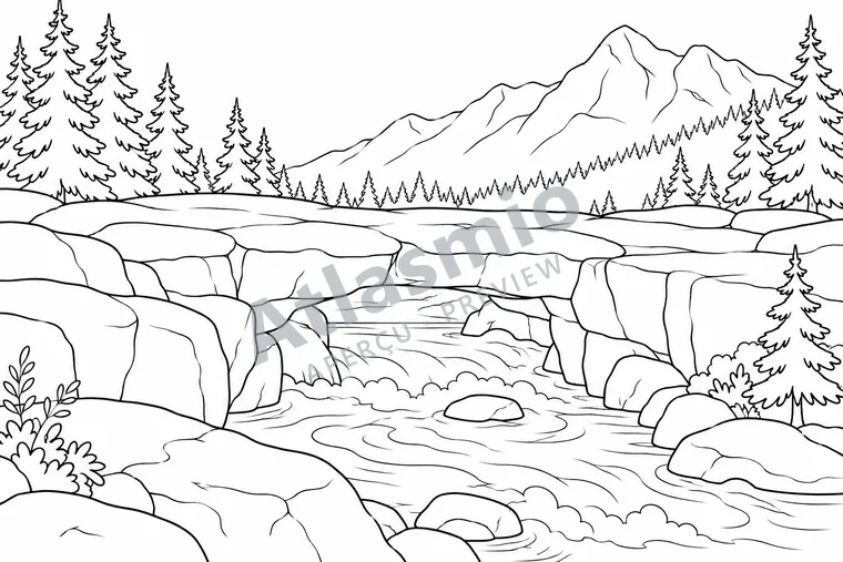 Colouring illustration: A Bridge Shaped by the River