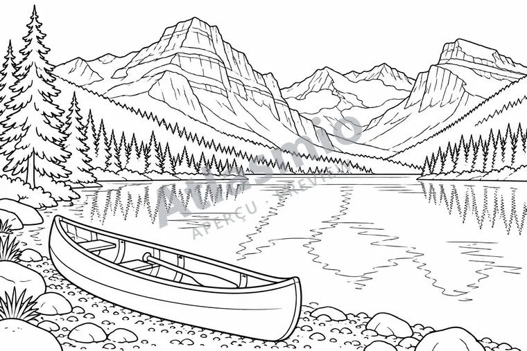 Colouring illustration: Emerald Lake