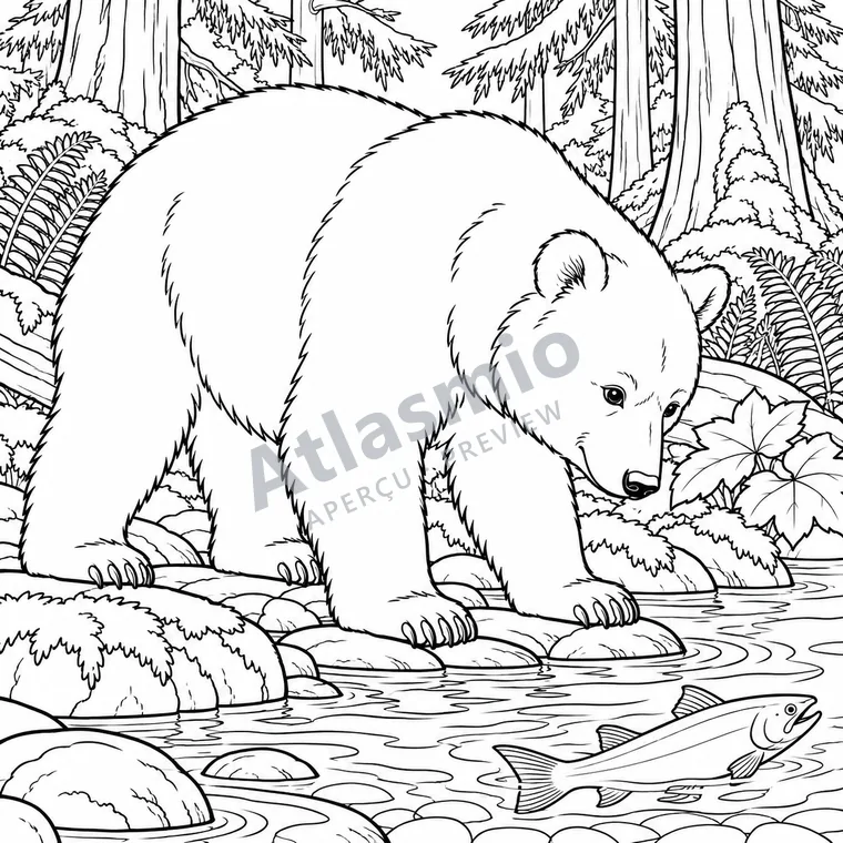 Colouring illustration: The Spirit Bear of the Rainforest