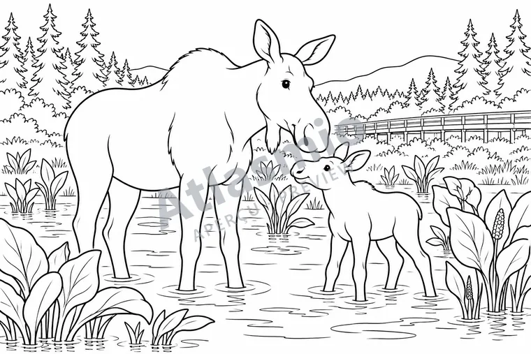 Illustration à colorier : Le marais de Liard