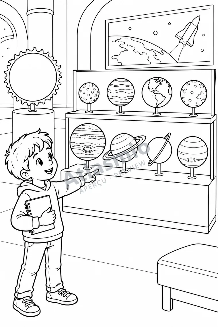 Illustration à colorier : La famille des planètes