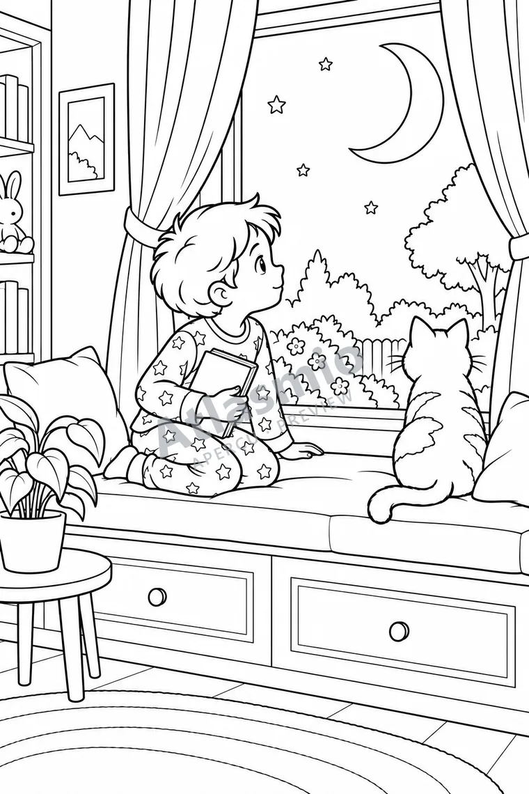 Colouring illustration: The Moon’s Light