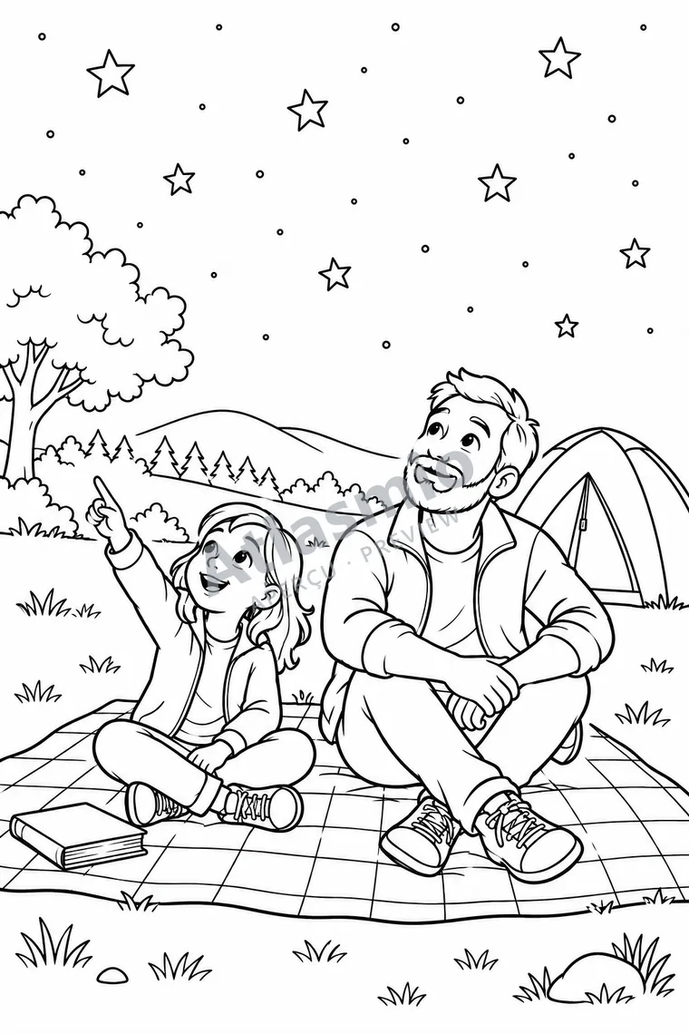 Colouring illustration: Stars in the Sky