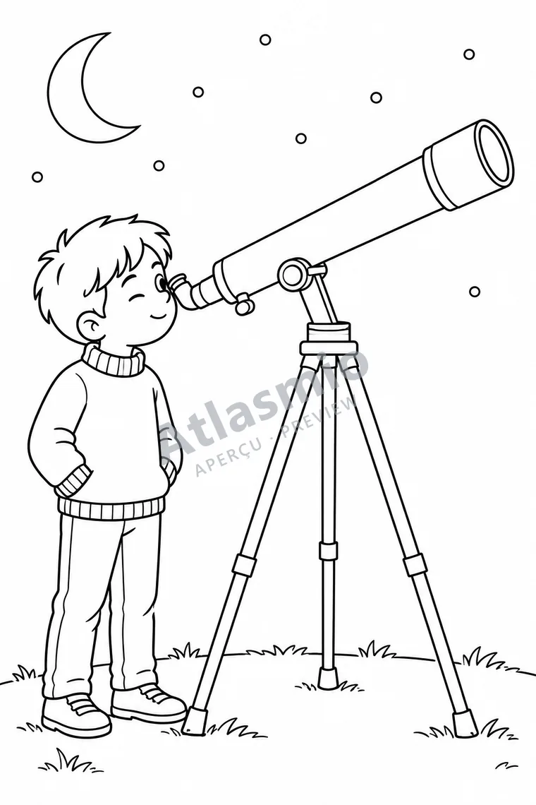 Colouring illustration: A Telescope for Observing