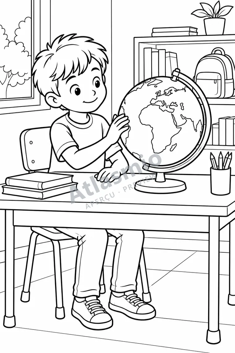 Colouring illustration: A Globe for Exploring