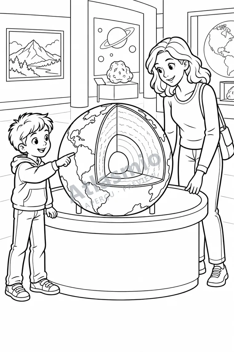 Colouring illustration: Inside Earth