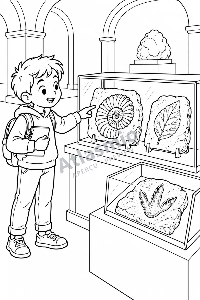 Illustration à colorier : Le passé dans les roches