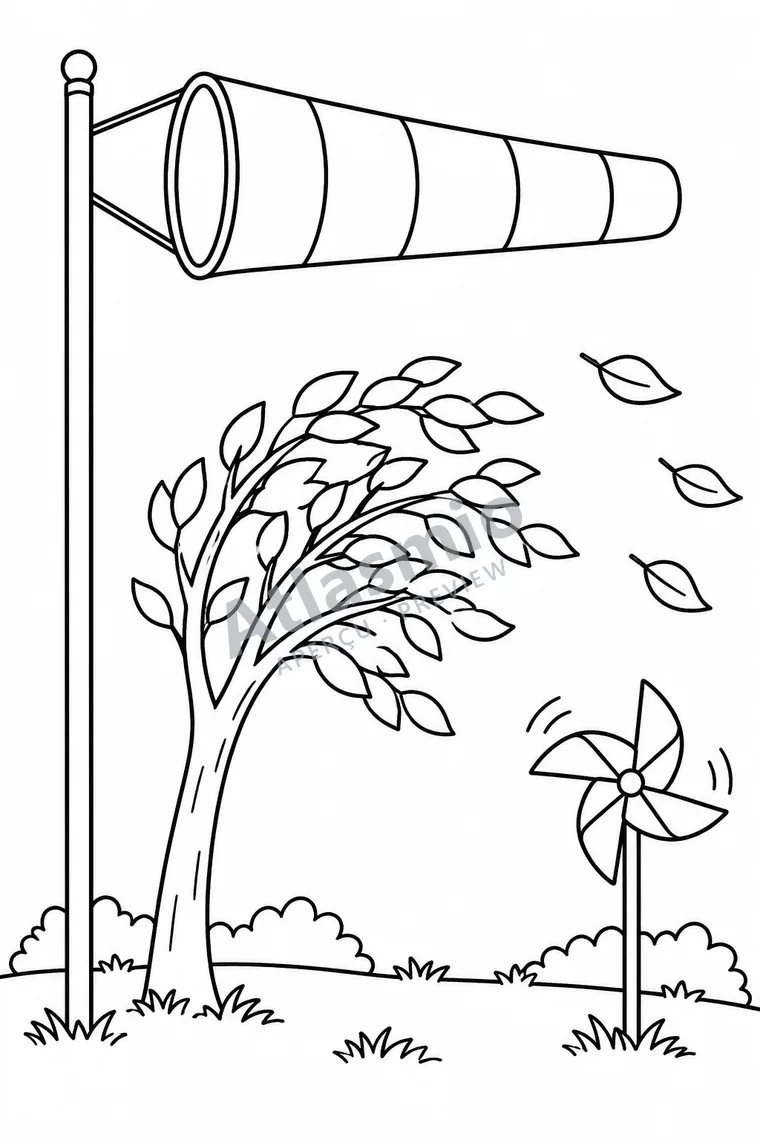 Colouring illustration: Wind Is Moving Air