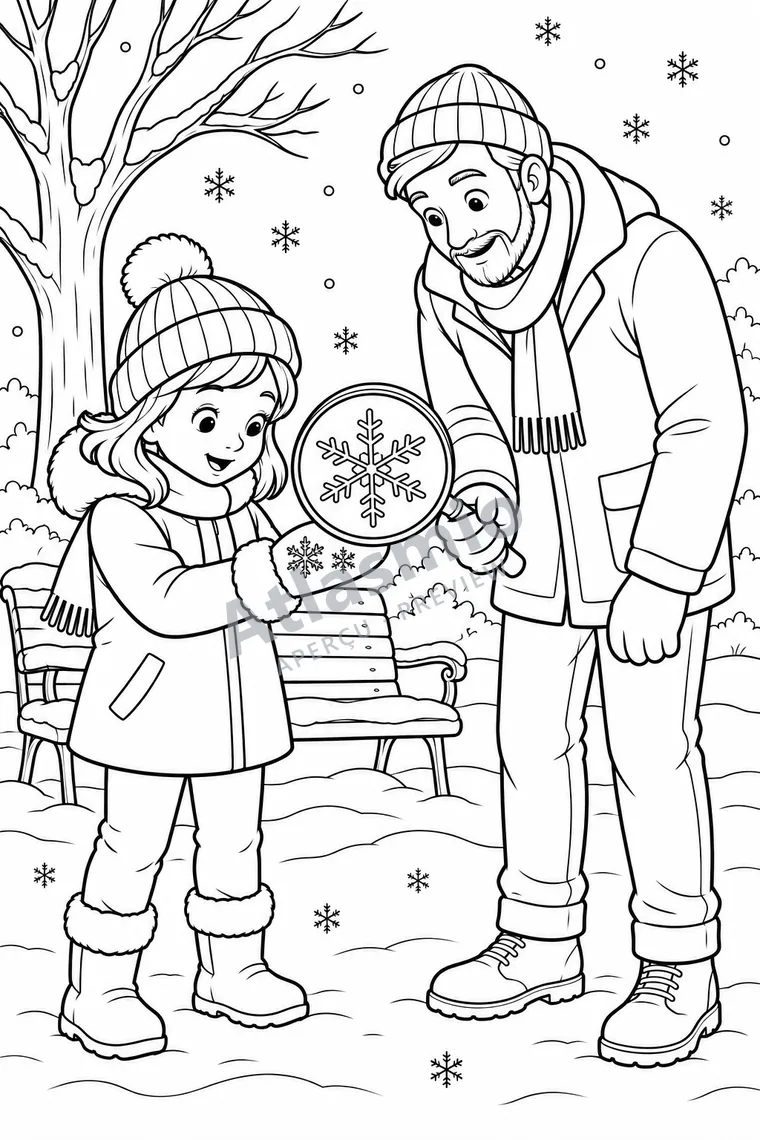 Illustration à colorier : La neige, des cristaux de glace
