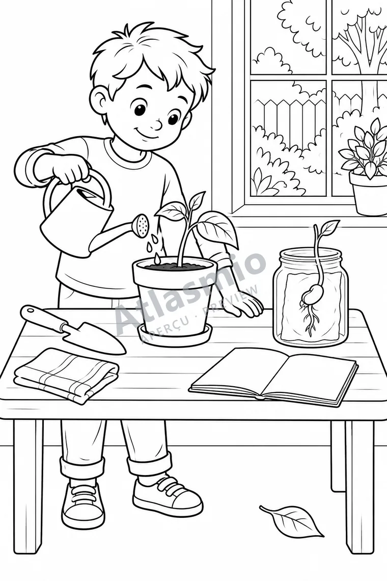 Illustration à colorier : Une graine se réveille