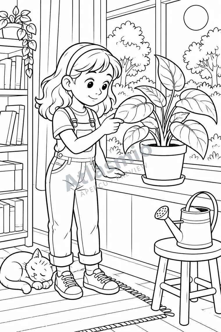 Colouring illustration: Leaves and Light