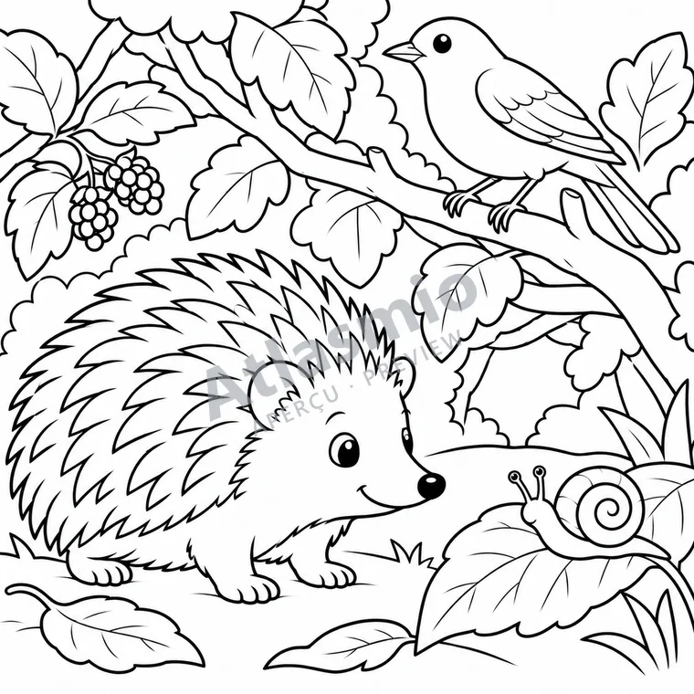 Colouring illustration: A Hedge Full of Life