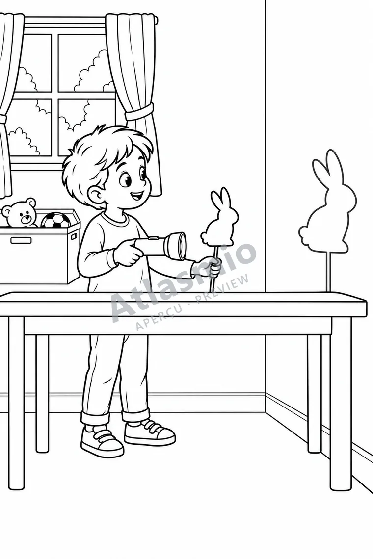 Colouring illustration: A Shadow Theatre