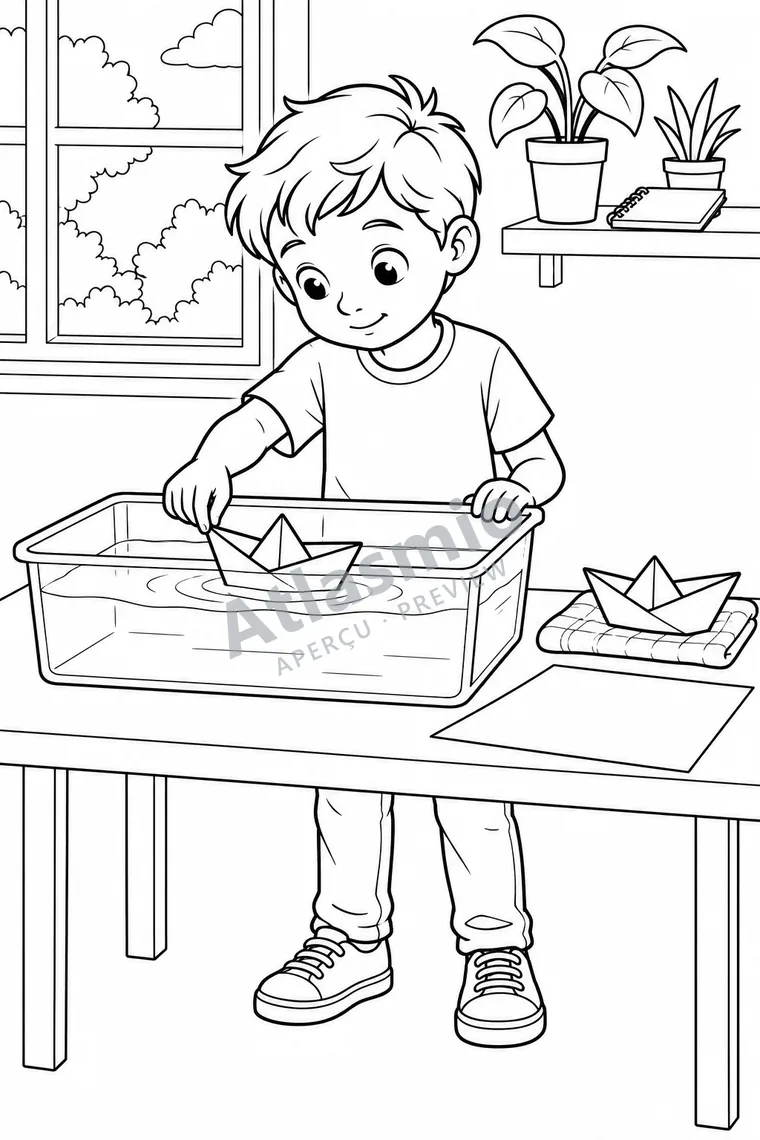 Colouring illustration: My Little Boat Floats