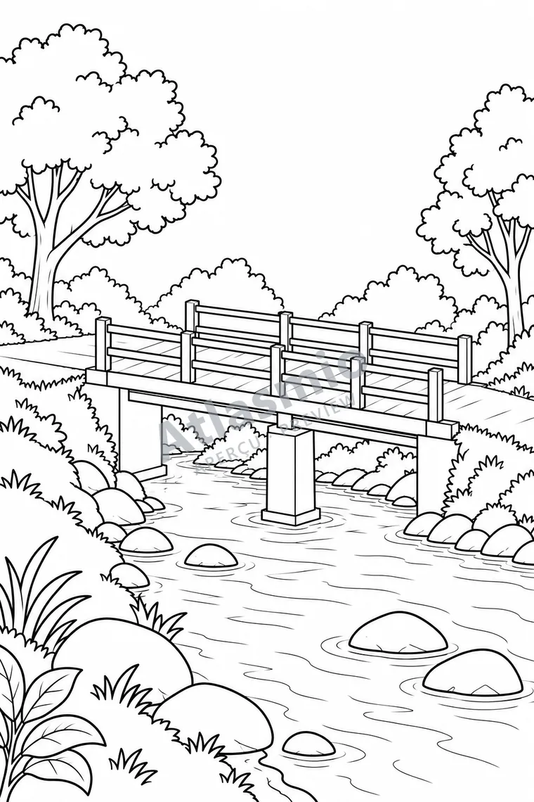 Colouring illustration: A Bridge for Crossing