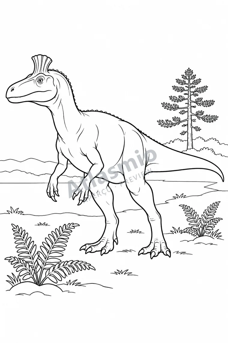 Colouring illustration: Cryolophosaurus
