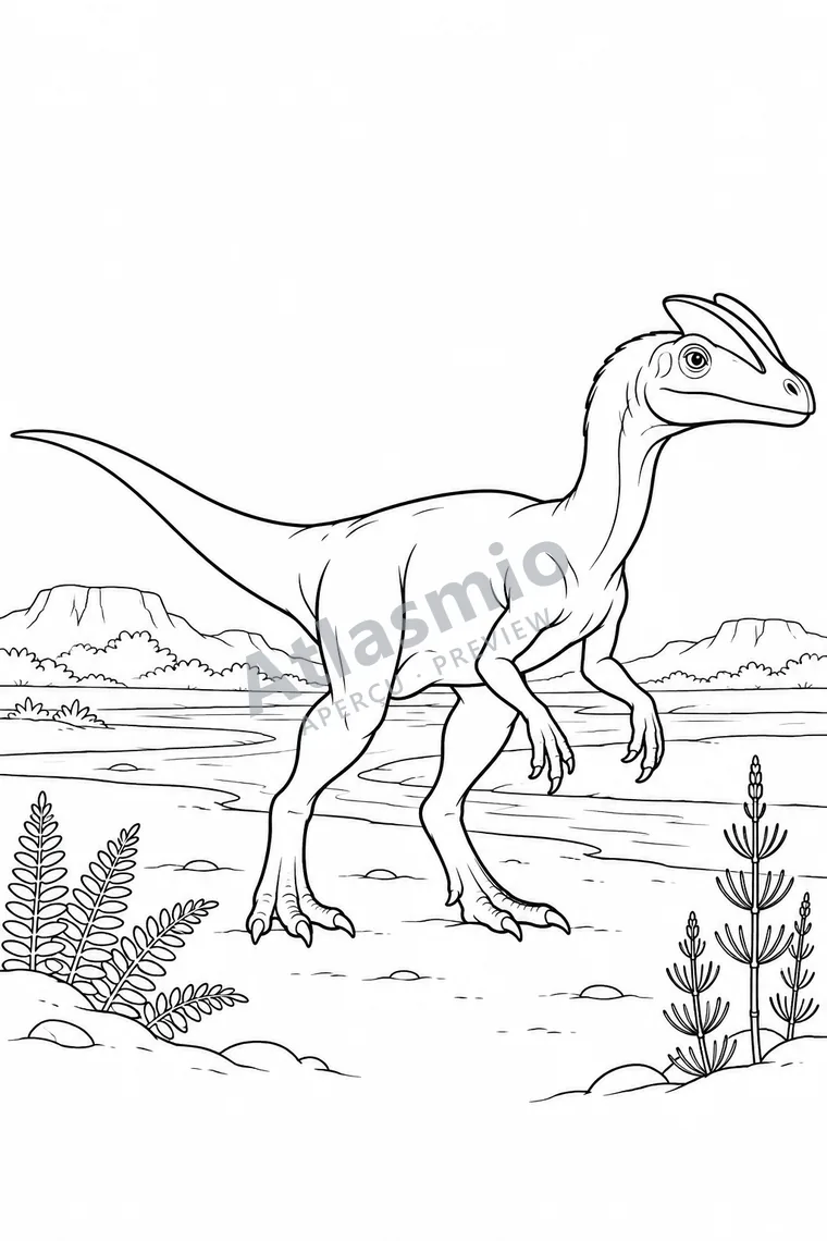 Colouring illustration: Dilophosaurus