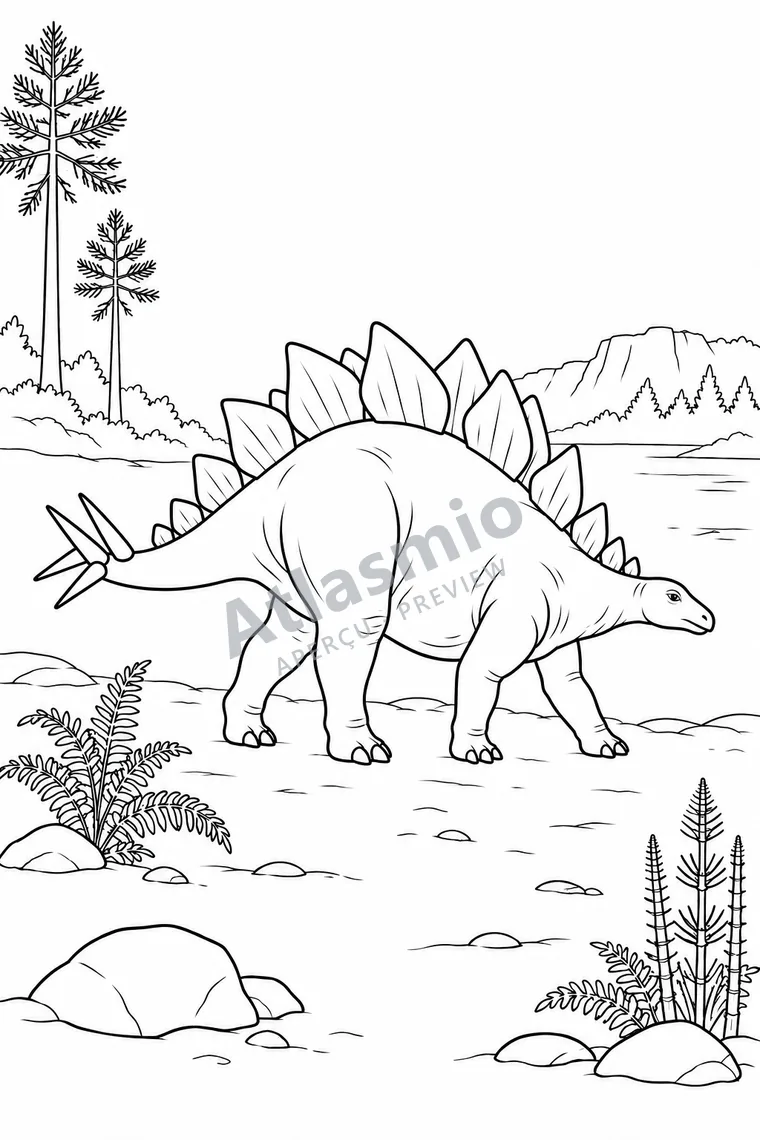 Colouring illustration: Stegosaurus