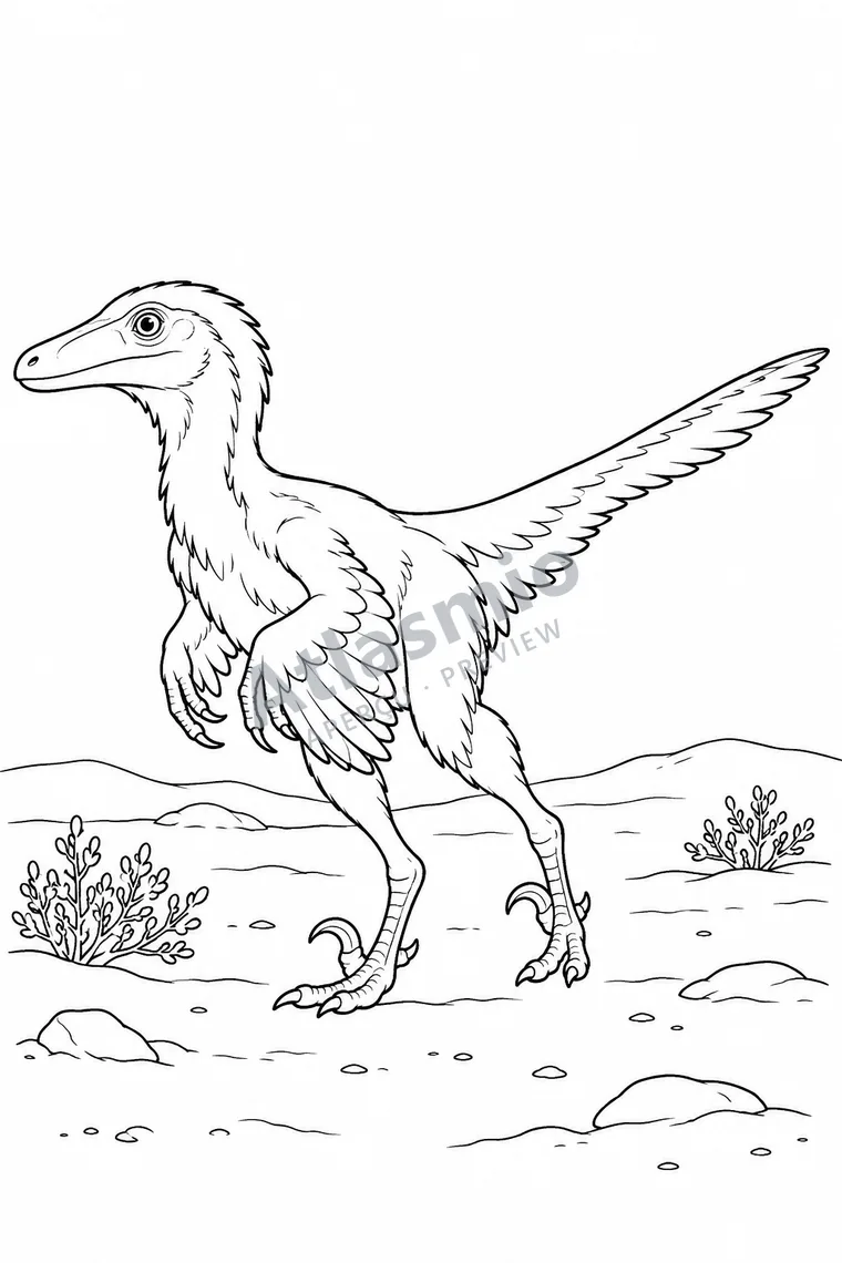 Colouring illustration: Velociraptor
