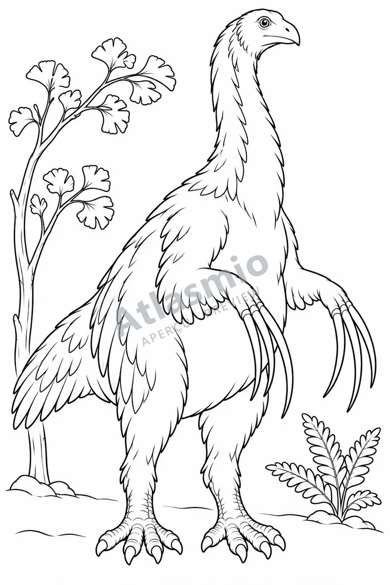 Colouring illustration: Therizinosaurus