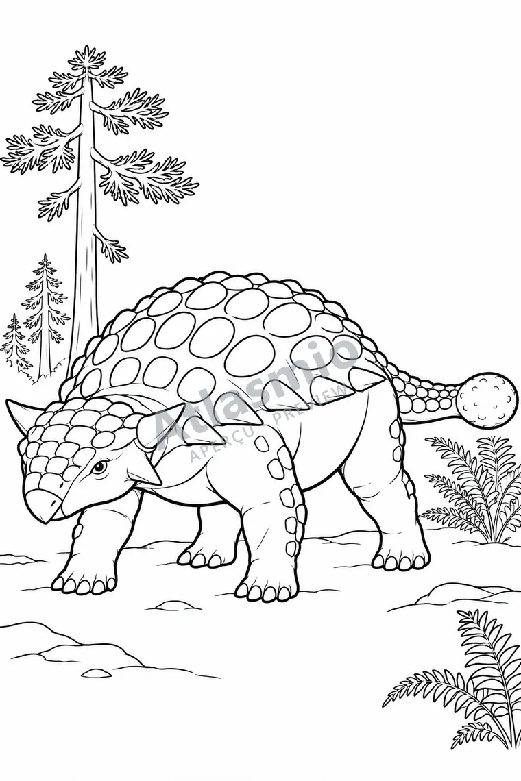 Colouring illustration: Ankylosaurus