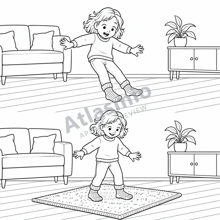 Colouring illustration: Why Did My Socks Slide?