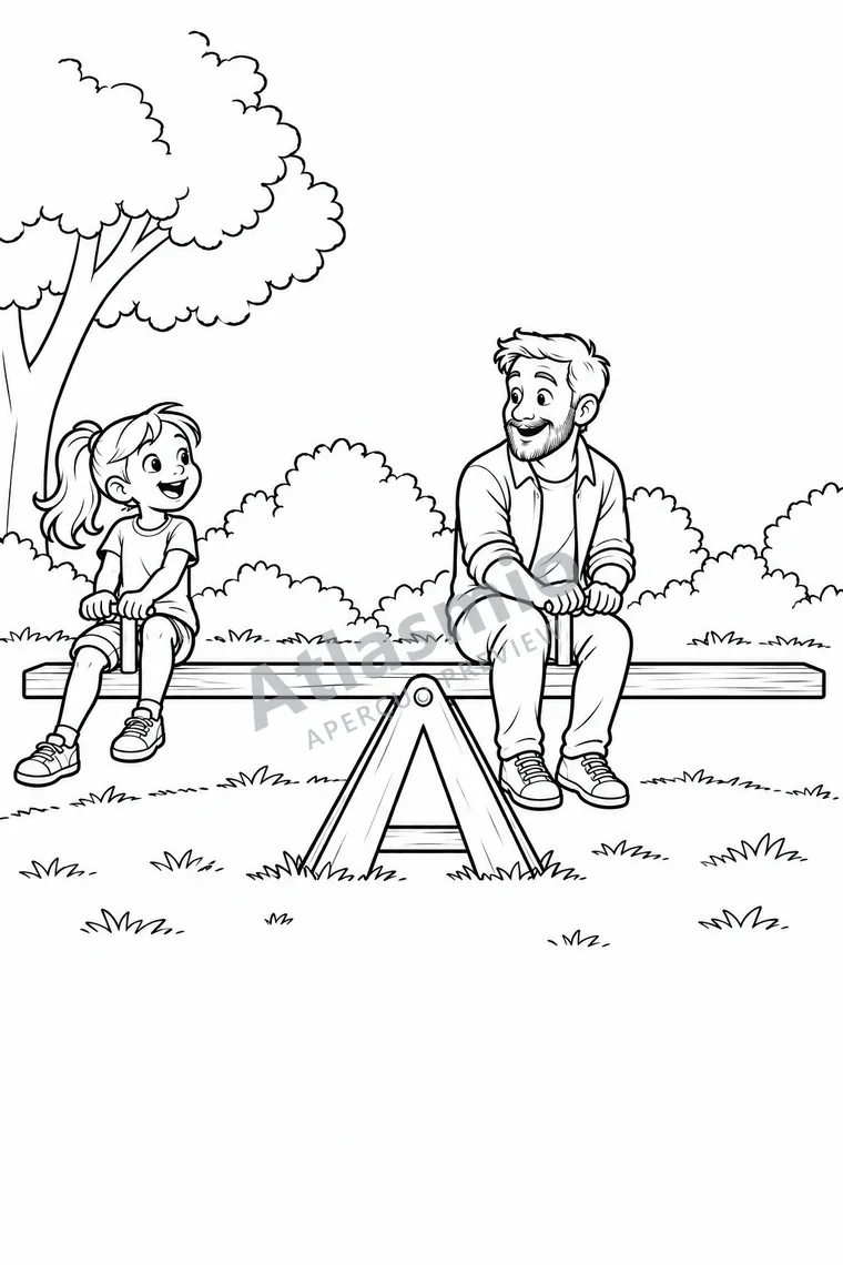 Colouring illustration: The Seesaw Helper