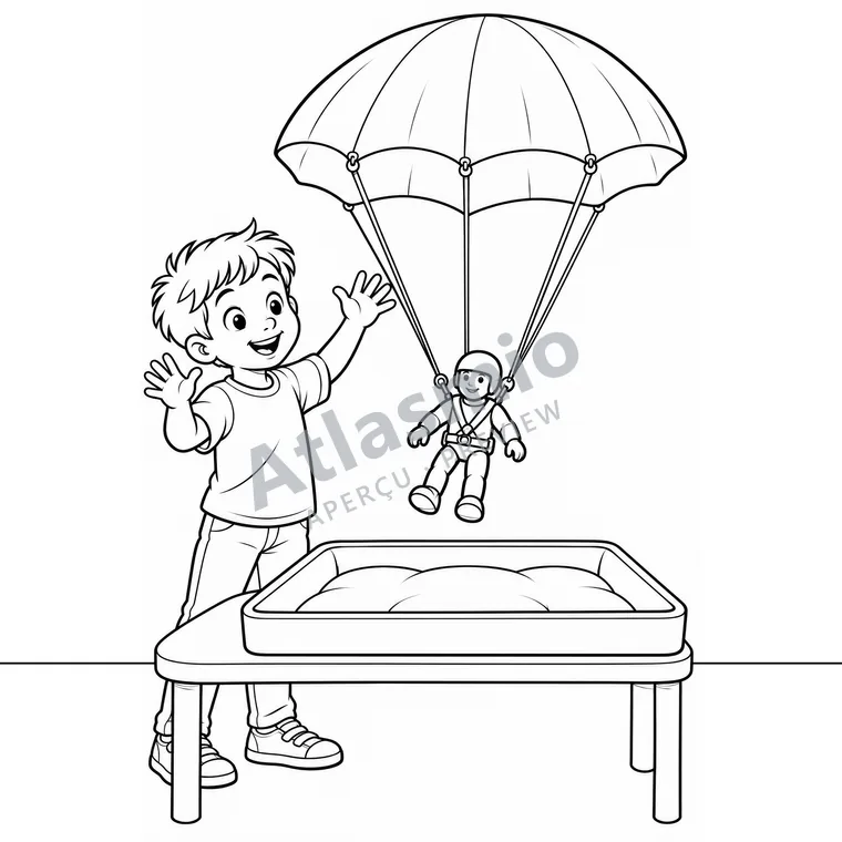 Colouring illustration: A Soft Landing
