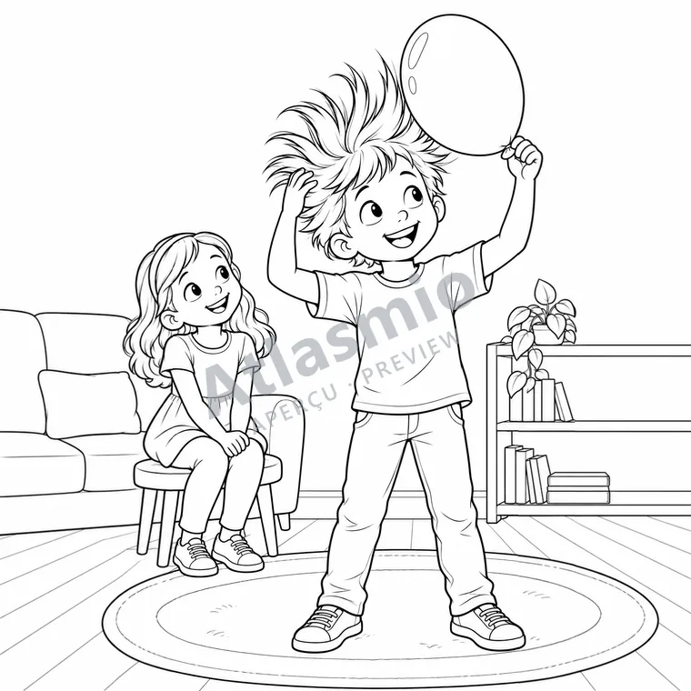 Illustration à colorier : Une coiffure électrique!