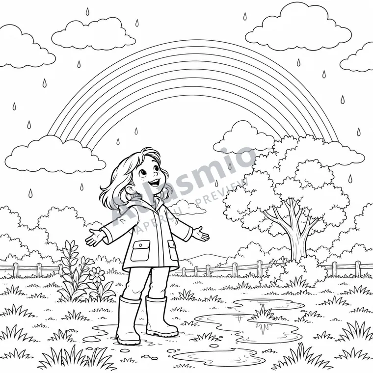 Illustration à colorier : D’où vient cet arc-en-ciel?