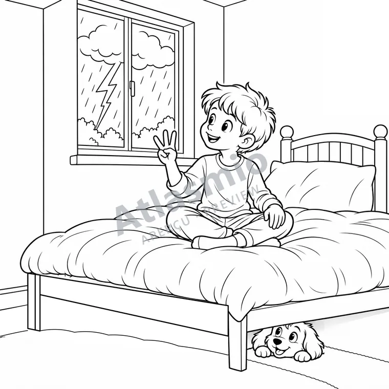 Colouring illustration: Lightning, Then Thunder!