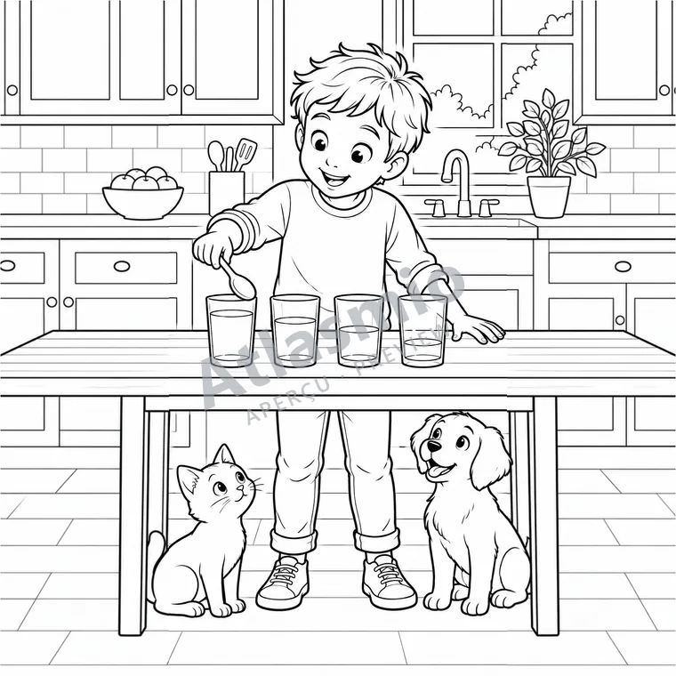 Colouring illustration: Music in the Glasses