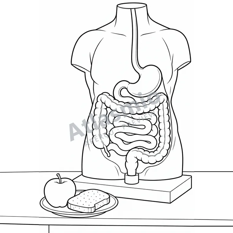 Colouring illustration: Lunch Goes on a Journey
