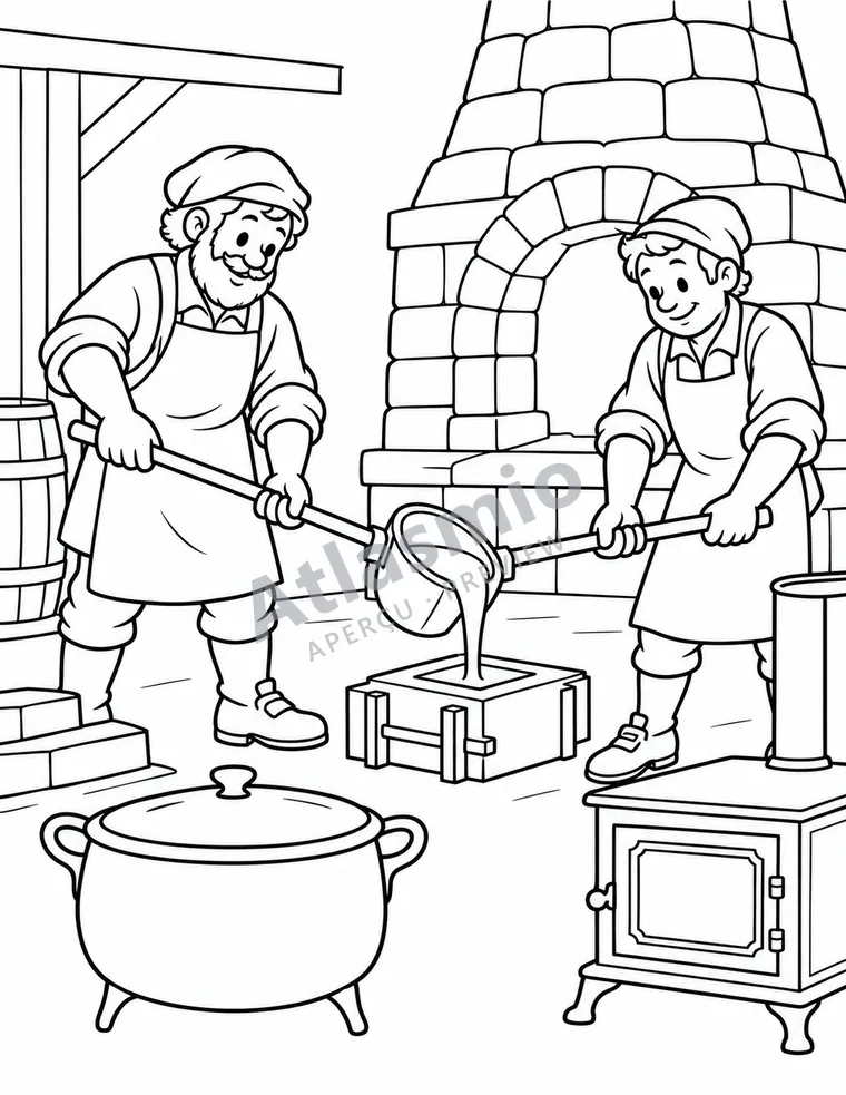 Colouring illustration: The Saint-Maurice ironworks