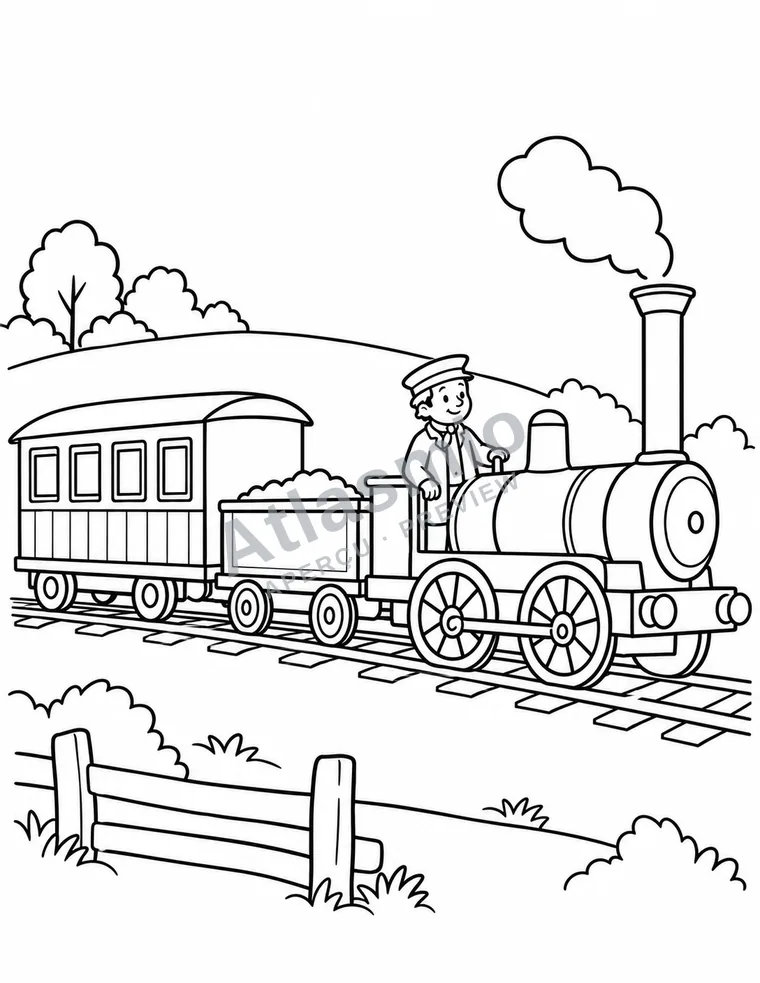 Illustration à colorier : Les débuts du train