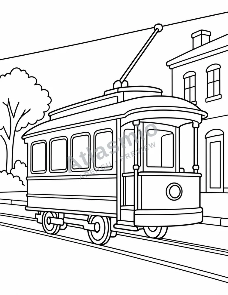 Illustration à colorier : Le tramway électrique