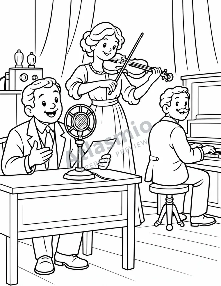 Illustration à colorier : La radio parle français