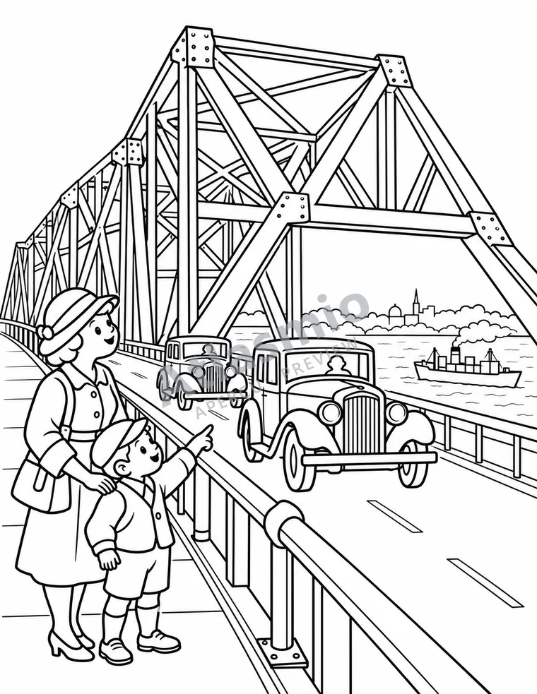 Illustration à colorier : Le pont Jacques-Cartier