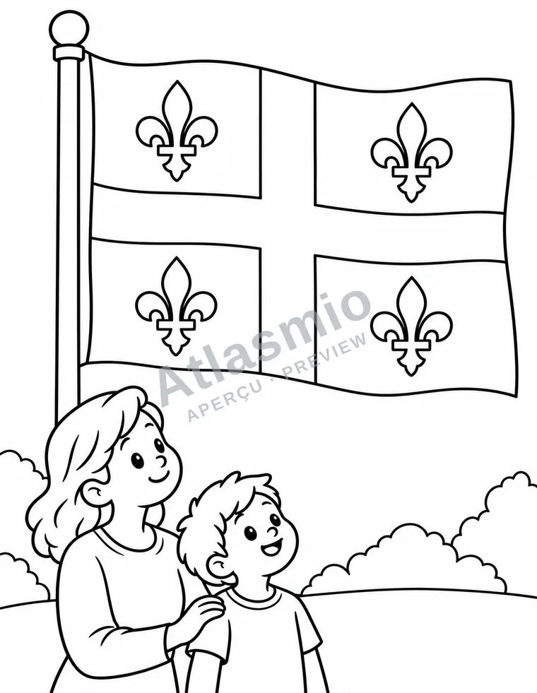 Illustration à colorier : Le drapeau du Québec