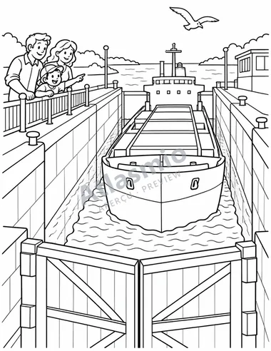 Big ships pass through the lock