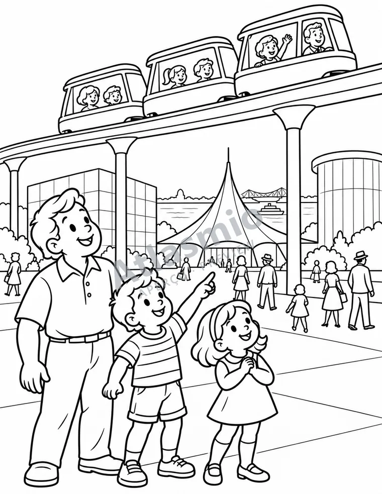 Colouring illustration: Everyone to Expo 67
