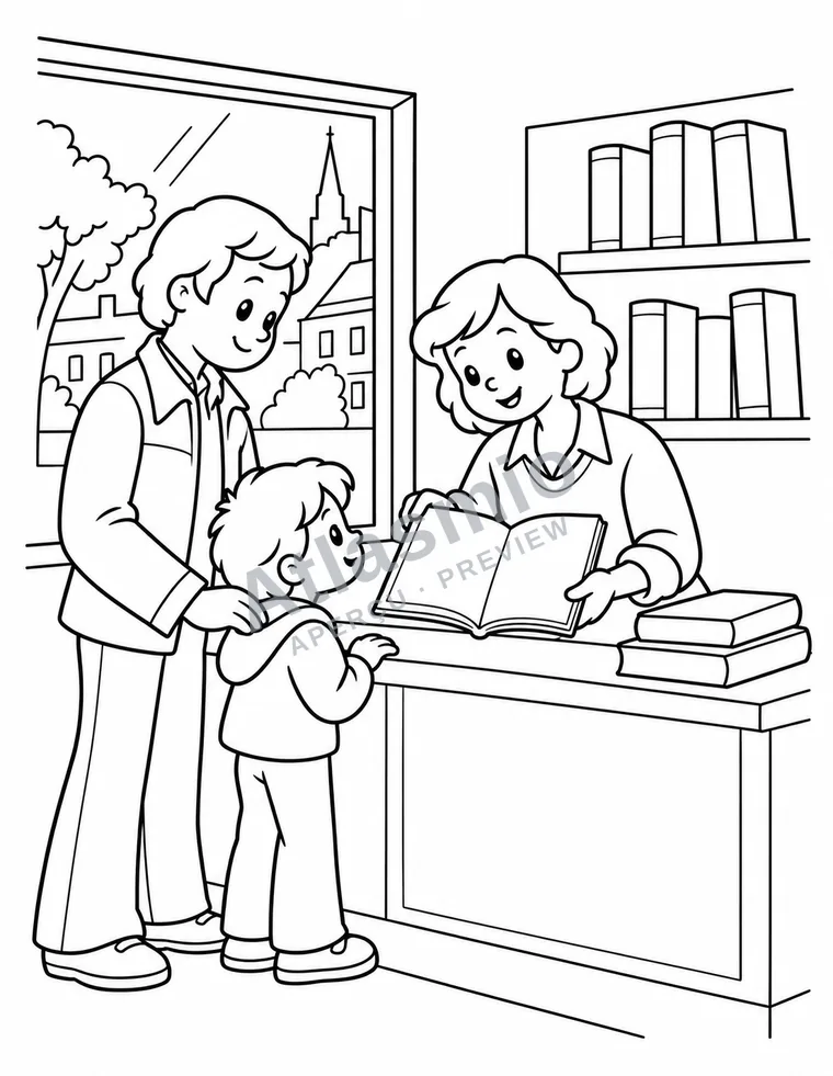 Colouring illustration: French in everyday life