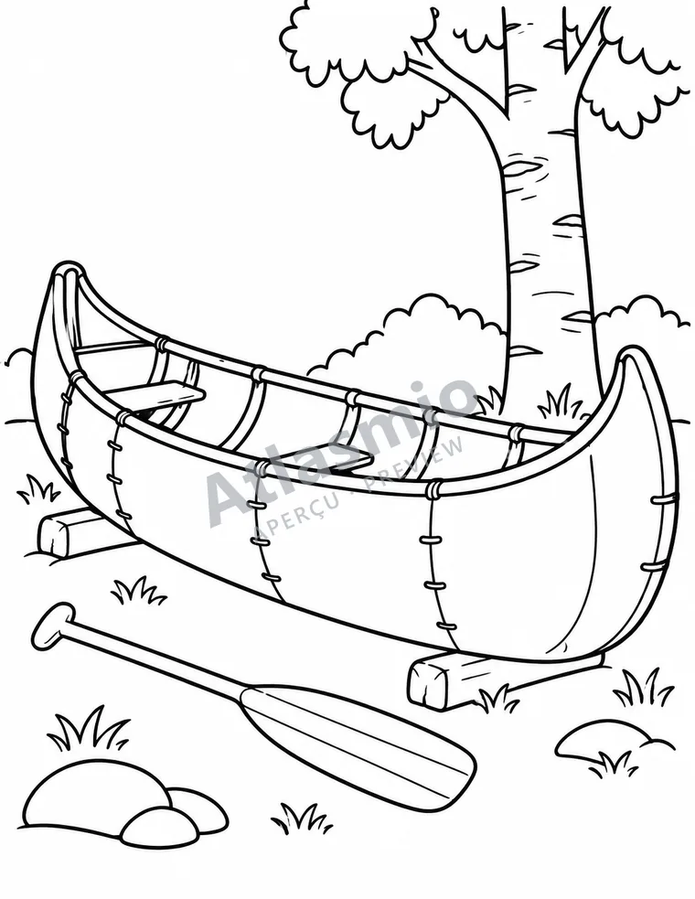 Colouring illustration: A birchbark canoe