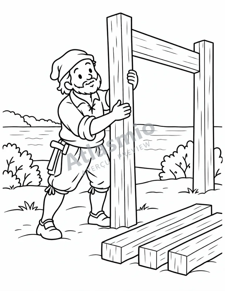 Colouring illustration: Building the Habitation