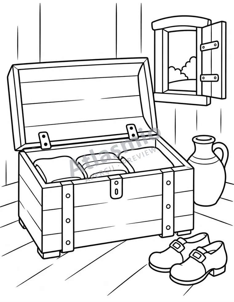 Colouring illustration: A well-filled chest