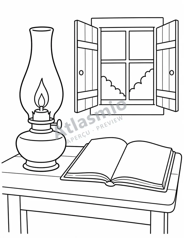Illustration à colorier : La lampe à huile