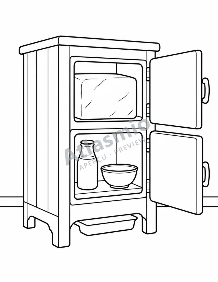 Colouring illustration: The kitchen icebox