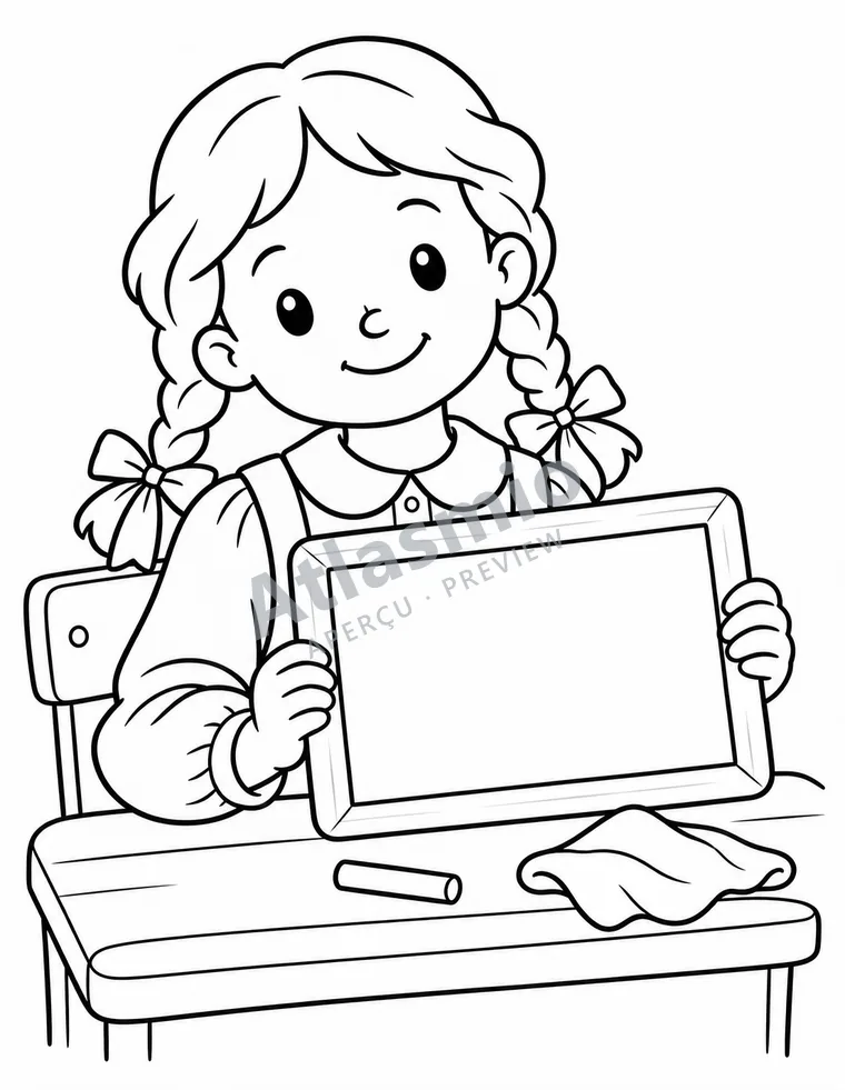 Colouring illustration: A slate to write on